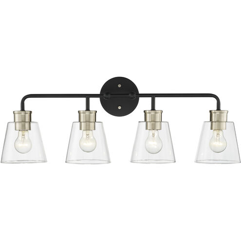Cameron 4 Light 30 inch Matte Black/Modern Gold Bathroom Vanity Light Wall Light